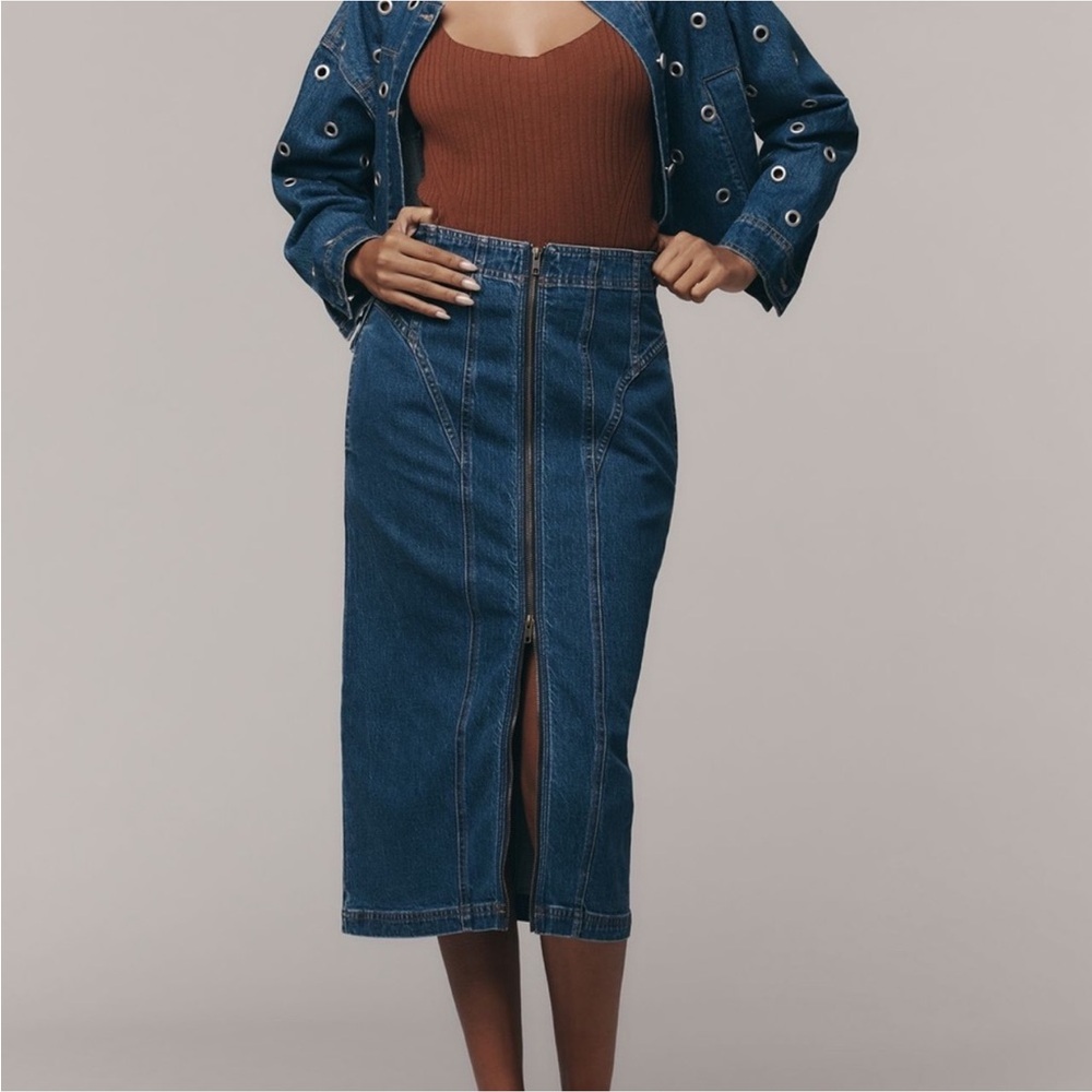 Pilcro Denim corset midi zippered size 2US Pencil Skirt
